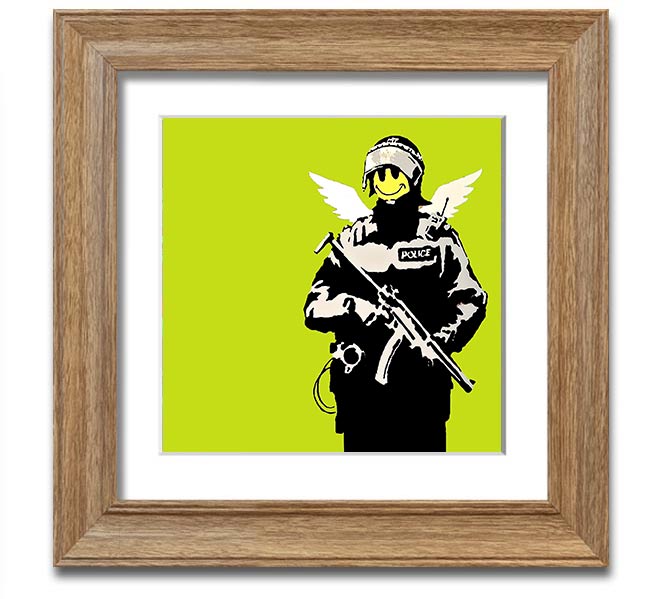 Angel Copper Lime Green Square Framed Print showcasing vibrant lime green and copper colors, elegantly framed and ready to hang.