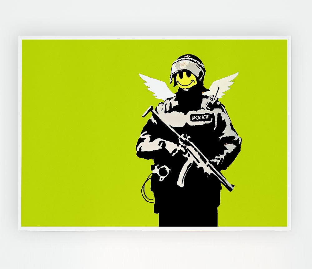 Angel Copper Lime Green poster on high-quality canvas, featuring a vibrant angel design.