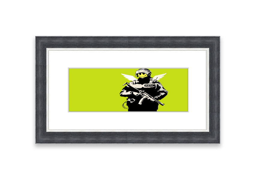 Angel Copper Lime Green framed print showcasing vibrant copper and lime green colors, elegantly framed and ready to hang.