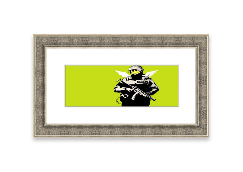 Angel Copper Lime Green framed print showcasing vibrant copper and lime green colors, elegantly framed and ready to hang.