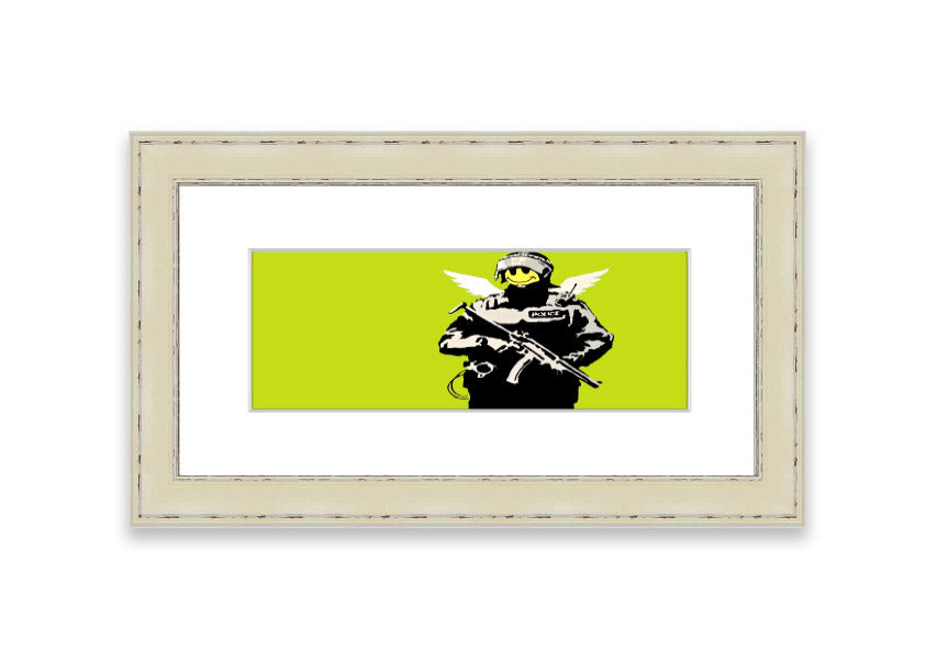 Angel Copper Lime Green framed print showcasing vibrant copper and lime green colors, elegantly framed and ready to hang.