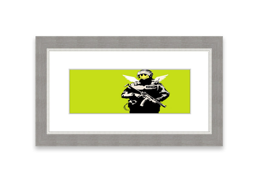 Angel Copper Lime Green framed print showcasing vibrant copper and lime green colors, elegantly framed and ready to hang.