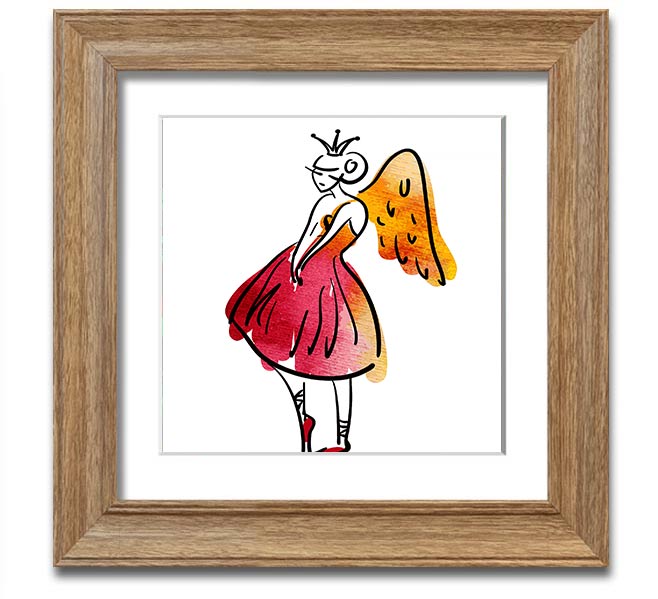 Angel Dancer Square Framed Print in various frame colours, showcasing elegant design and handmade craftsmanship.