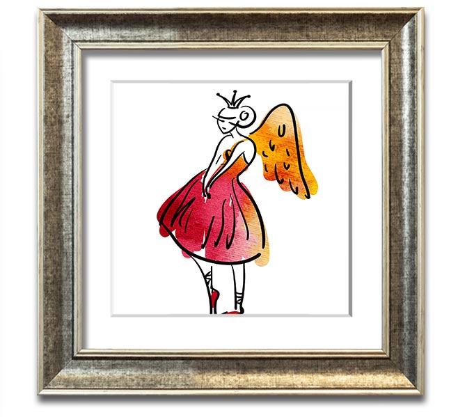 Angel Dancer Square Framed Print in various frame colours, showcasing elegant design and handmade craftsmanship.