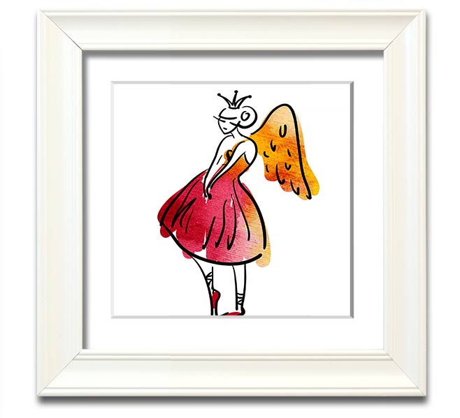 Angel Dancer Square Framed Print in various frame colours, showcasing elegant design and handmade craftsmanship.