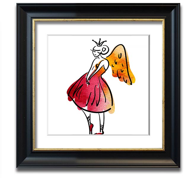 Angel Dancer Square Framed Print in various frame colours, showcasing elegant design and handmade craftsmanship.