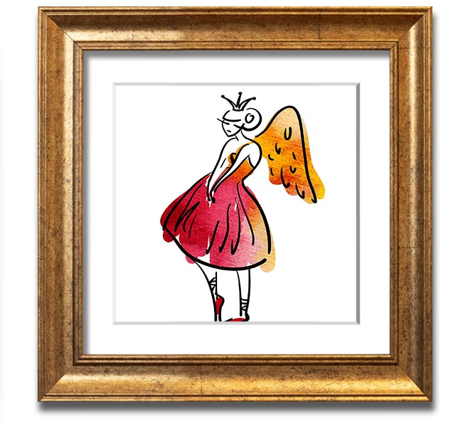 Angel Dancer Square Framed Print in various frame colours, showcasing elegant design and handmade craftsmanship.