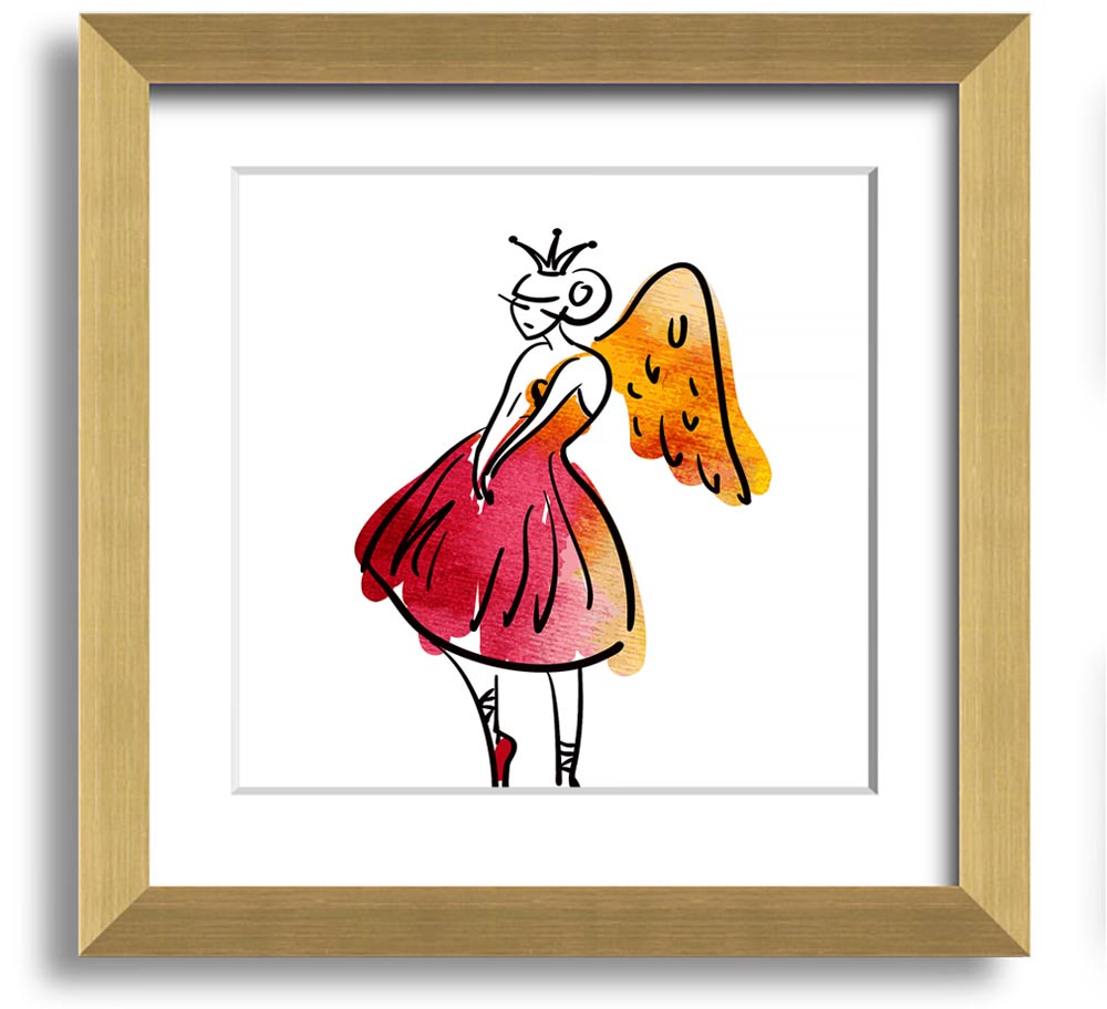 Angel Dancer Square Framed Print in various frame colours, showcasing elegant design and handmade craftsmanship.