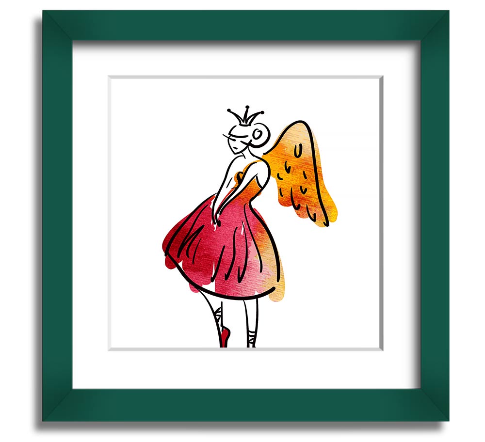 Angel Dancer Square Framed Print in various frame colours, showcasing elegant design and handmade craftsmanship.