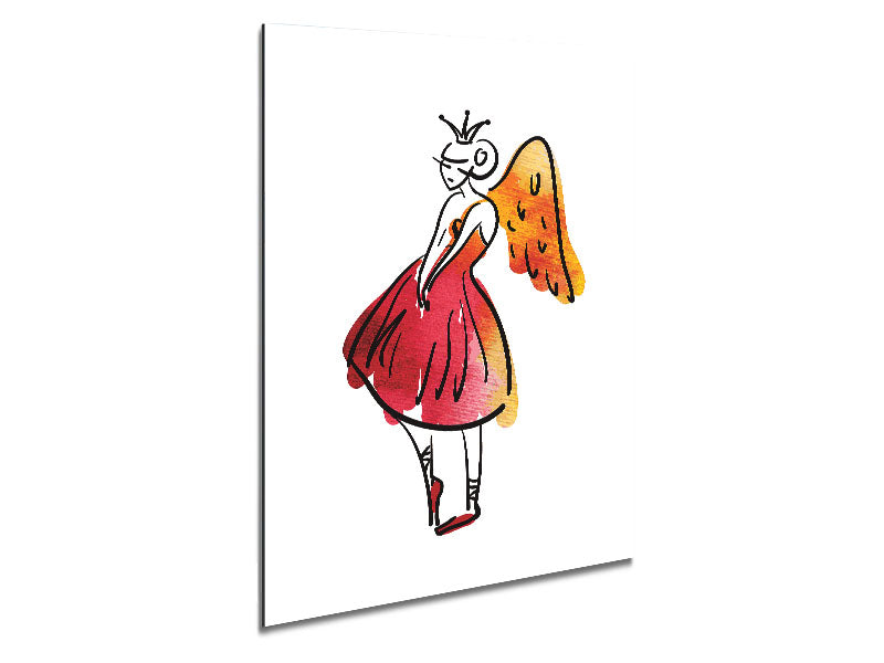 Angel Dancer artwork printed on brushed aluminium dibond, showcasing modern design and vibrant colors.