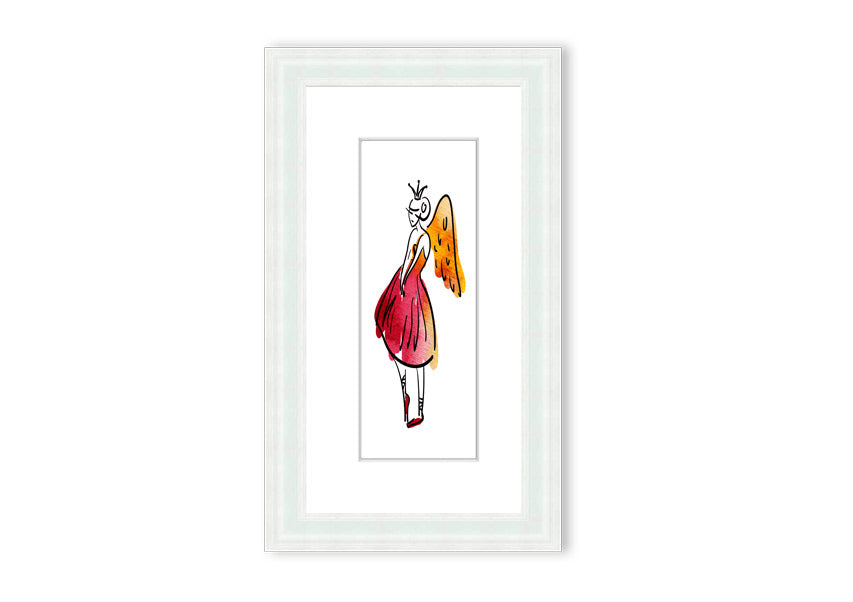 Framed whimsical angel illustration drawing.