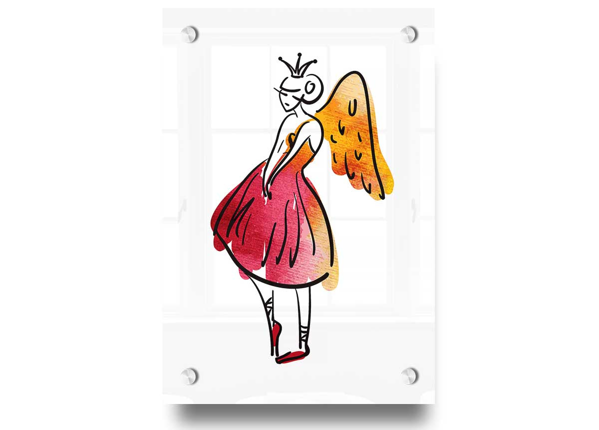 A vibrant Angel Dancer acrylic print showcasing a graceful dancer in motion, UV printed on 5mm thick acrylic glass.