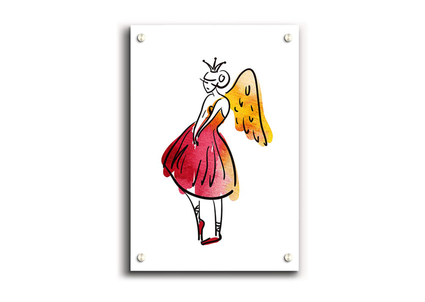 A vibrant Angel Dancer acrylic print showcasing a graceful dancer in motion, UV printed on 5mm thick acrylic glass.