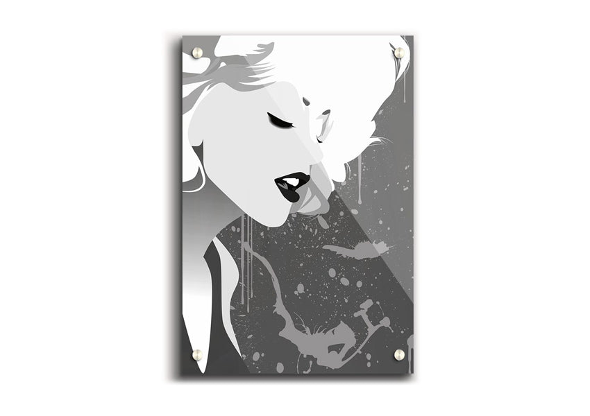 Angel Face Grey acrylic print showcasing elegant design on 5mm thick acrylic glass, ready to hang.