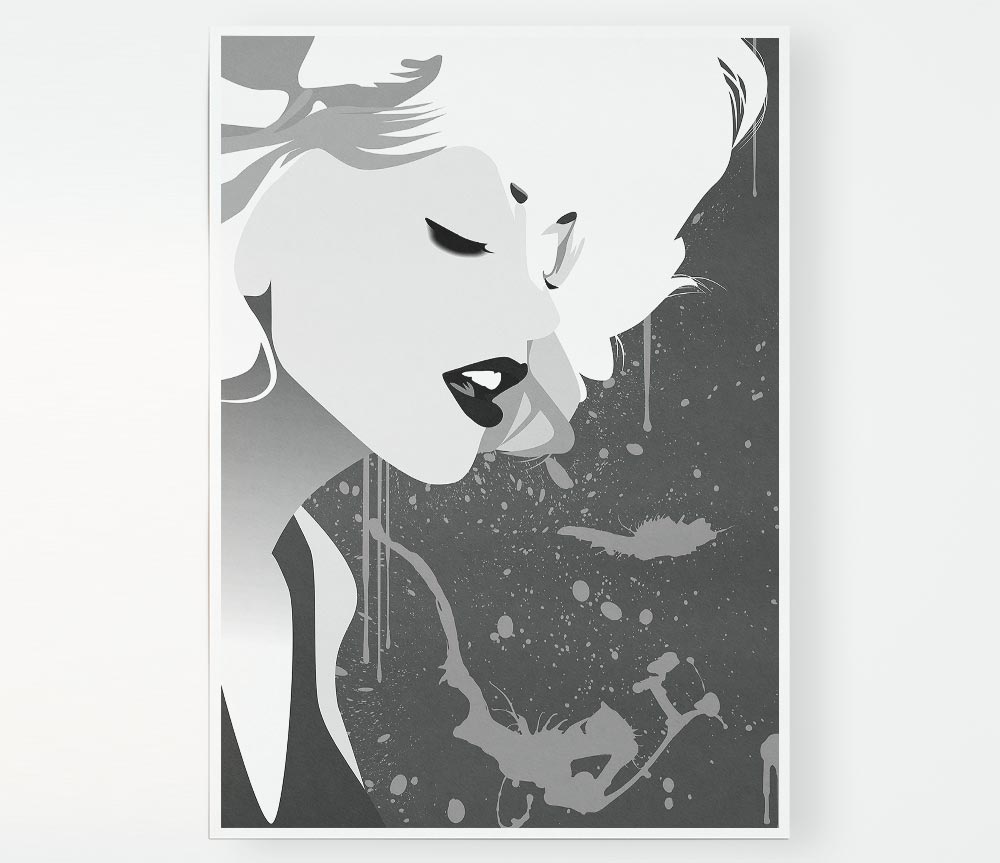 Angel Face Grey poster on high-quality canvas, showcasing elegant design and soft grey tones.