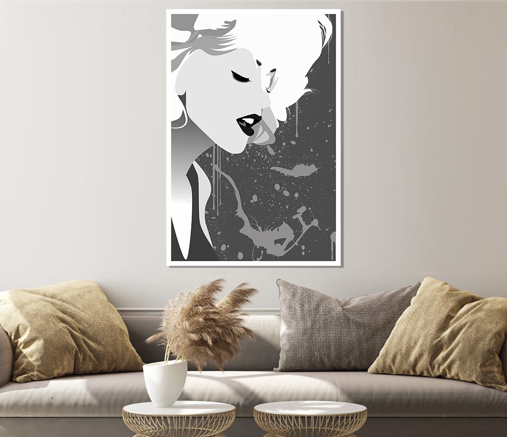 Angel Face Grey poster on high-quality canvas, showcasing elegant design and soft grey tones.