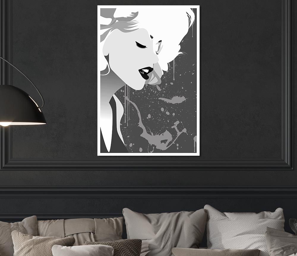 Angel Face Grey poster on high-quality canvas, showcasing elegant design and soft grey tones.