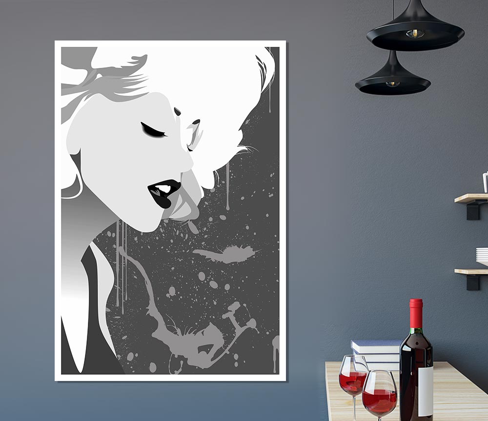 Angel Face Grey poster on high-quality canvas, showcasing elegant design and soft grey tones.