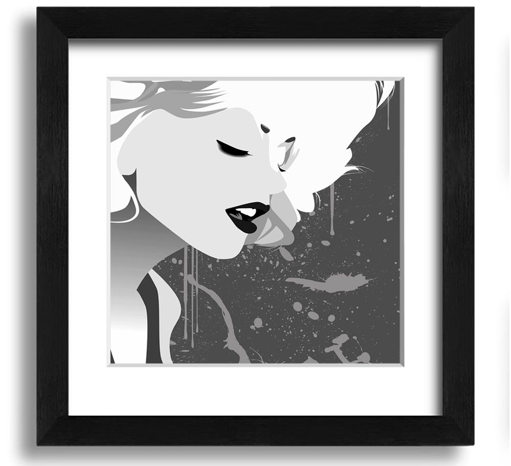 Angel Face Grey Square Framed Print with a stylish frame, showcasing elegant artwork, ready to hang.