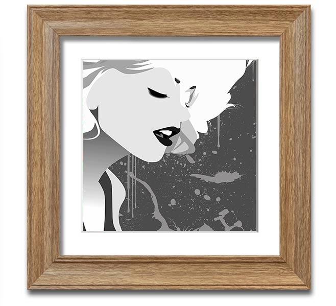 Angel Face Grey Square Framed Print with a stylish frame, showcasing elegant artwork, ready to hang.