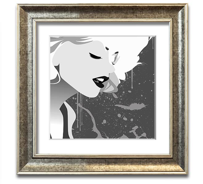 Angel Face Grey Square Framed Print with a stylish frame, showcasing elegant artwork, ready to hang.