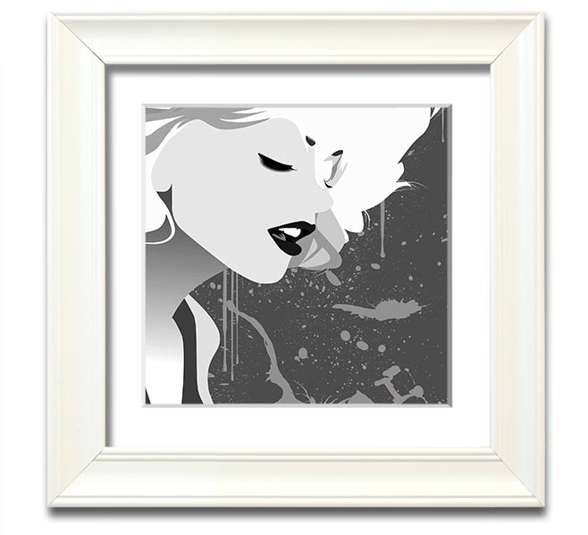 Angel Face Grey Square Framed Print with a stylish frame, showcasing elegant artwork, ready to hang.