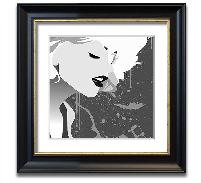 Angel Face Grey Square Framed Print with a stylish frame, showcasing elegant artwork, ready to hang.