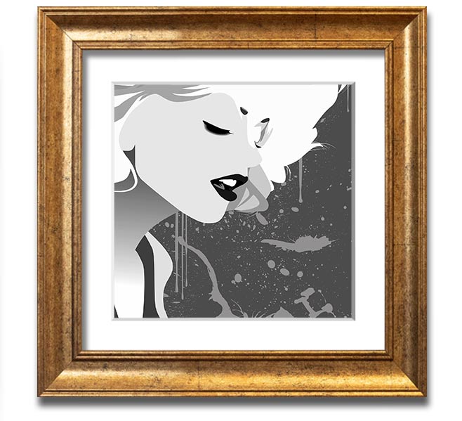 Angel Face Grey Square Framed Print with a stylish frame, showcasing elegant artwork, ready to hang.