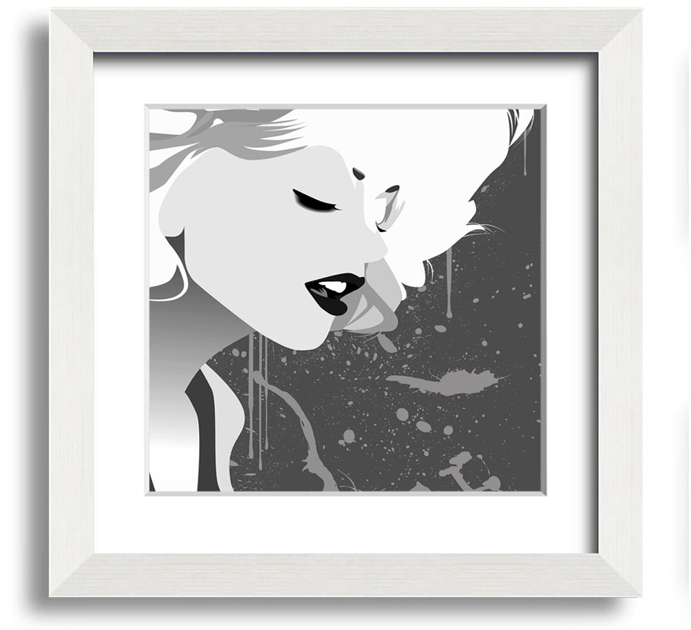 Angel Face Grey Square Framed Print with a stylish frame, showcasing elegant artwork, ready to hang.