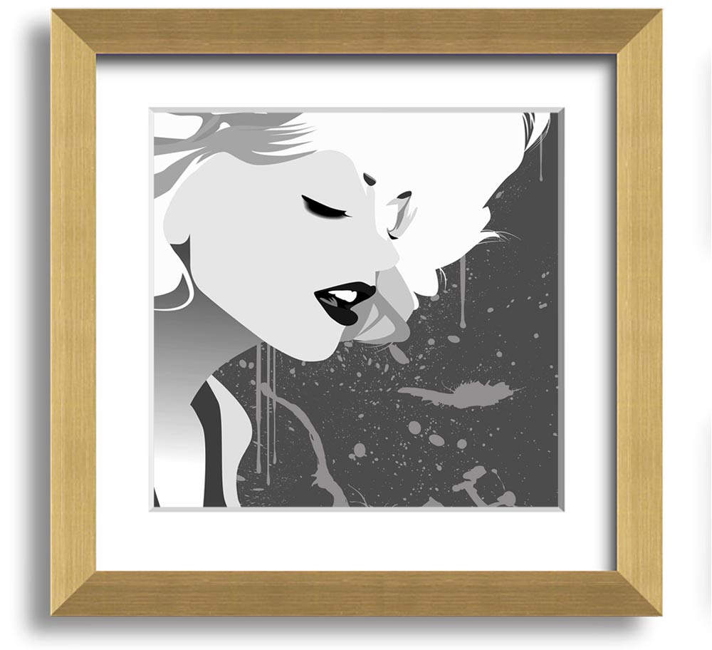 Angel Face Grey Square Framed Print with a stylish frame, showcasing elegant artwork, ready to hang.