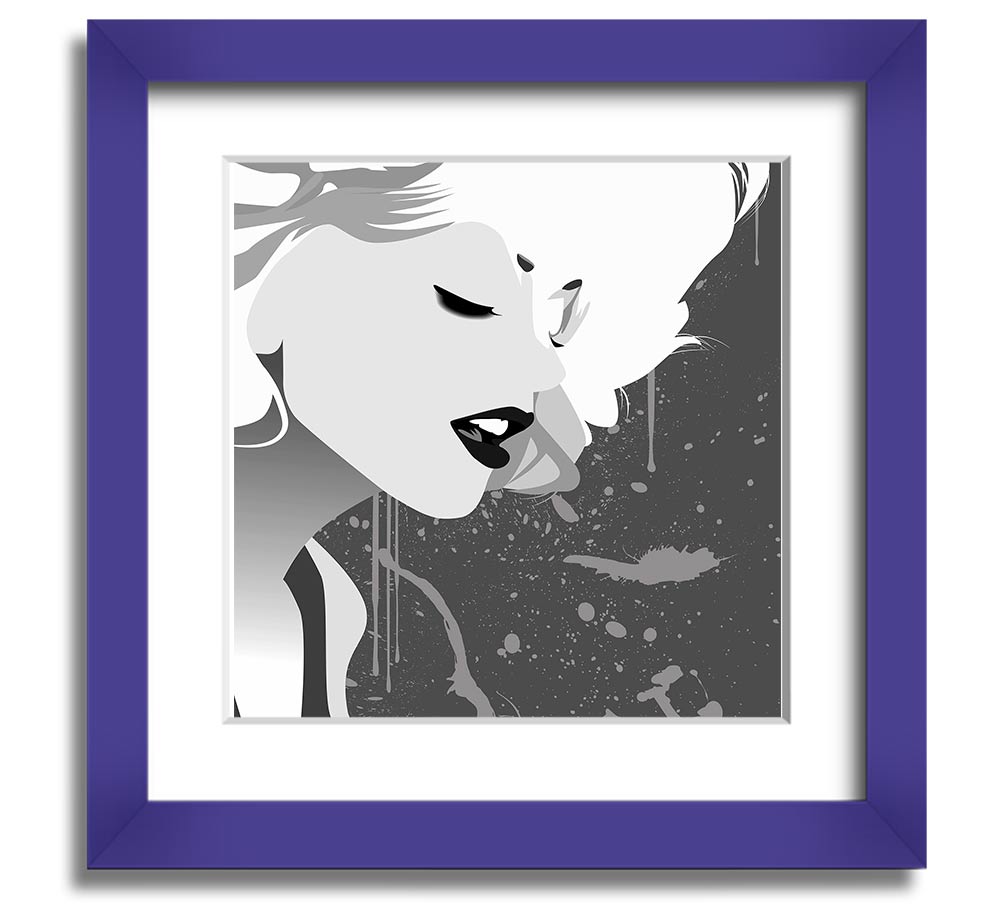 Angel Face Grey Square Framed Print with a stylish frame, showcasing elegant artwork, ready to hang.