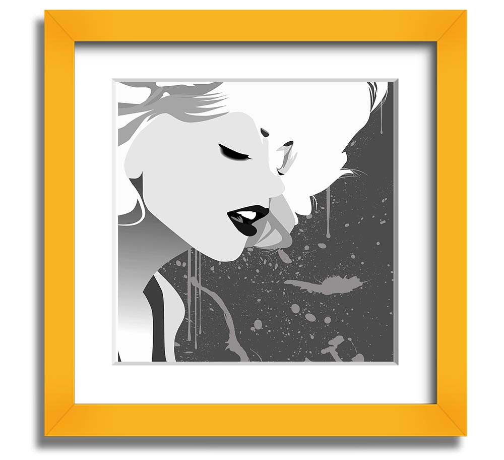 Angel Face Grey Square Framed Print with a stylish frame, showcasing elegant artwork, ready to hang.