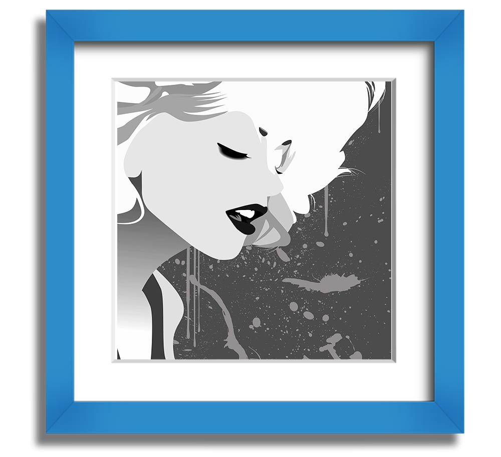 Angel Face Grey Square Framed Print with a stylish frame, showcasing elegant artwork, ready to hang.