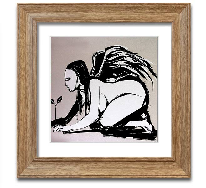 Angel Flower Grow Square Framed Print with floral design, available in various frame colors, ready to hang.