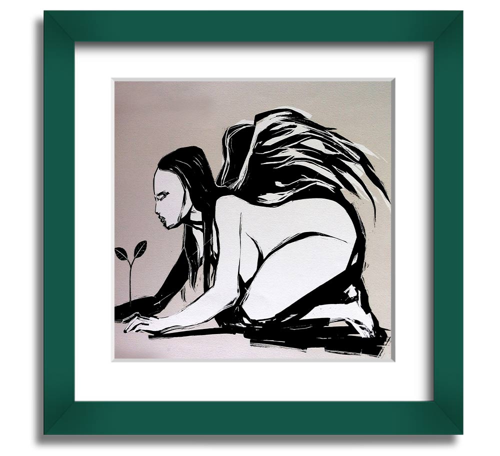 Angel Flower Grow Square Framed Print with floral design, available in various frame colors, ready to hang.