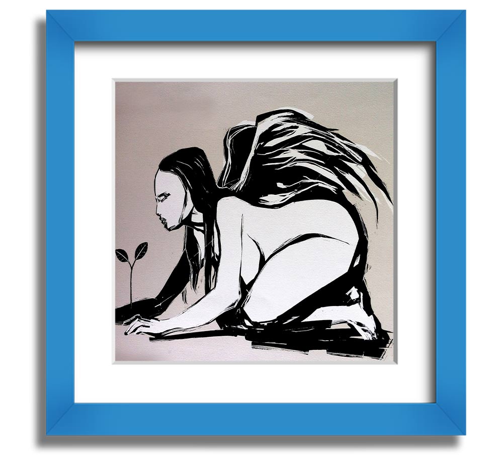 Angel Flower Grow Square Framed Print with floral design, available in various frame colors, ready to hang.