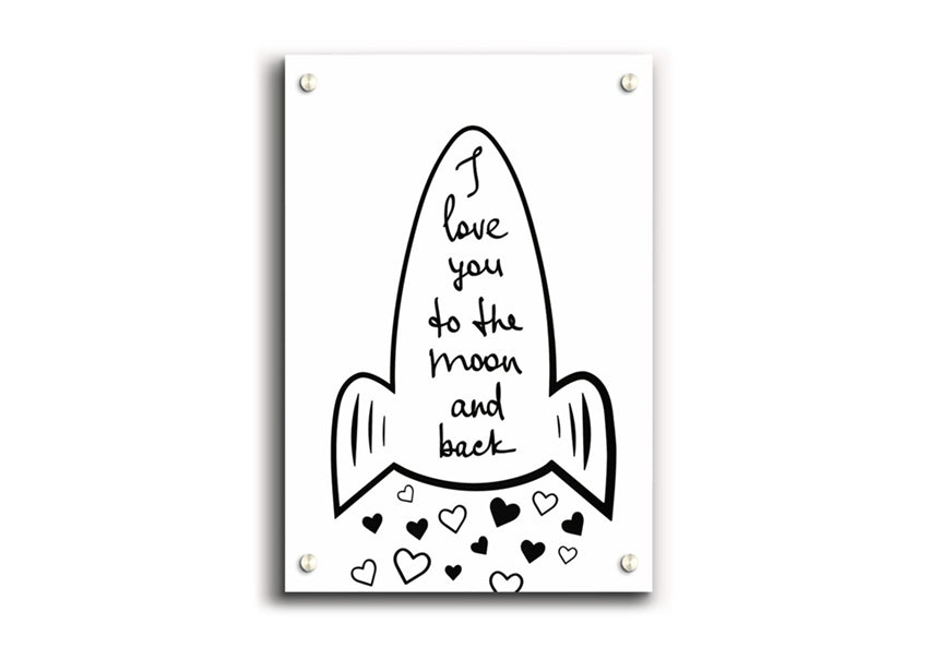 Angel Rocket I Love You acrylic print on 5mm thick acrylic glass, showcasing vibrant colors and a modern design.