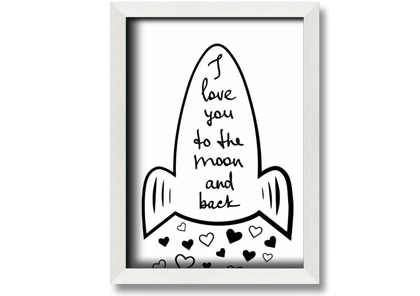 Angel Rocket I Love You framed print with colorful design, handmade in the UK, ready to hang.