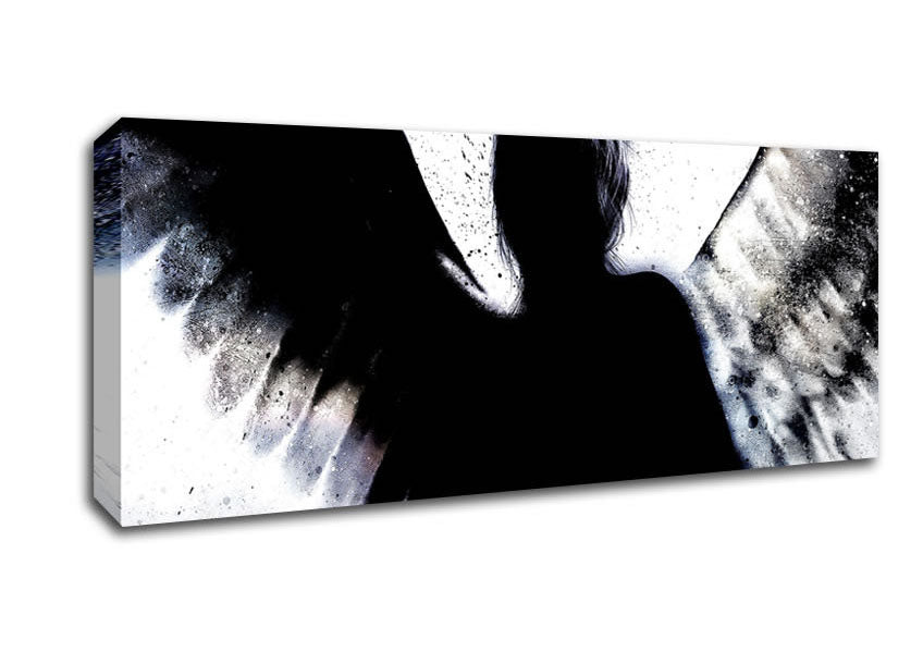 Angel Shadow canvas art mounted on a 44mm box frame, showcasing vibrant colors and intricate details.