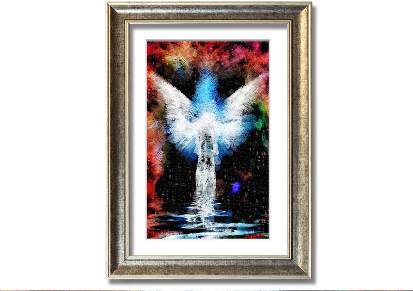 Abstract angel painting with frame.