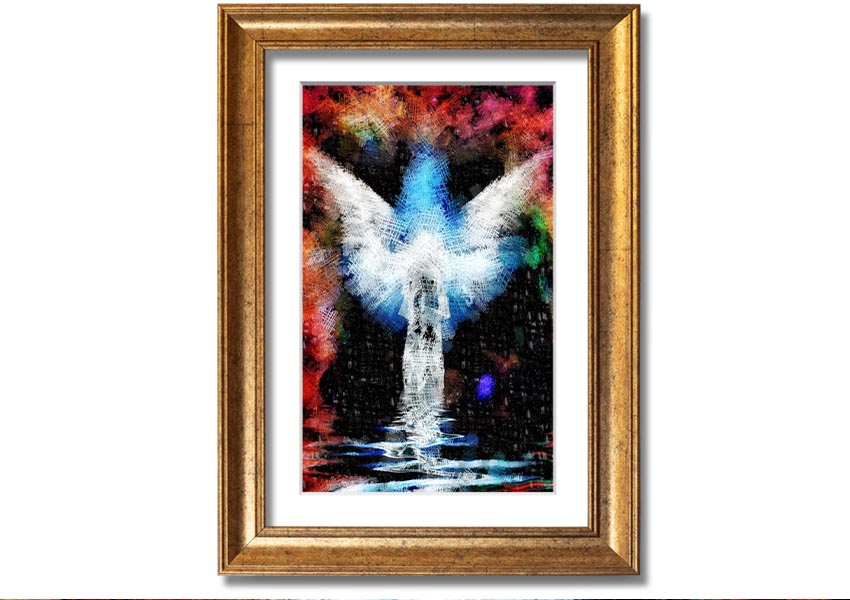 Abstract angel painting with frame.