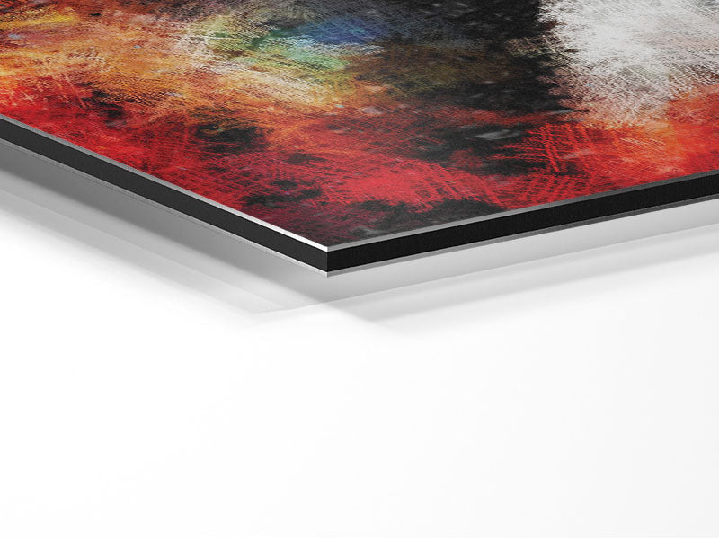 Angel Vision artwork printed on brushed aluminium dibond, showcasing modern design and vibrant colors.