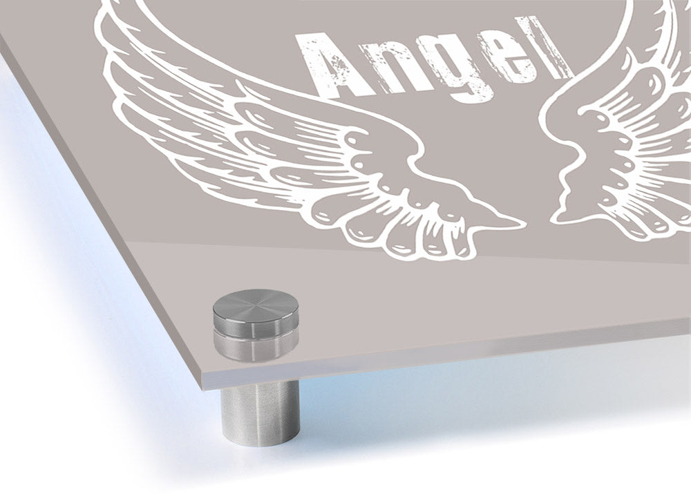 Angel Wings 2 Beige acrylic print on 5mm thick glass, showcasing delicate beige wings design.