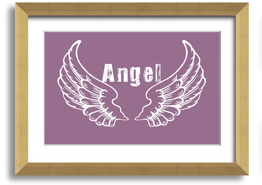 Angel Wings 2 Dusty Pink framed print showcasing delicate angel wings in soft pink tones, elegantly framed and ready to hang.