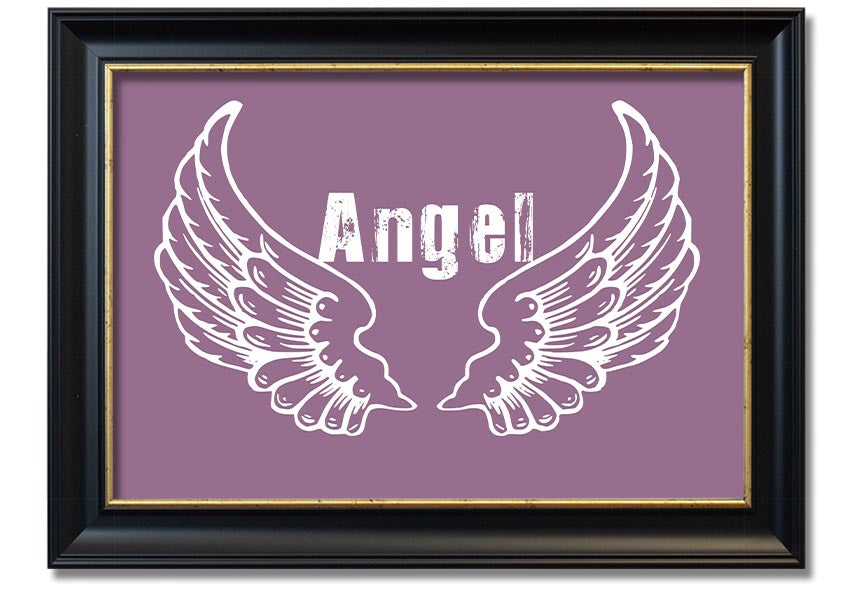 Angel Wings 2 Dusty Pink framed print showcasing delicate angel wings in soft pink tones, elegantly framed and ready to hang.