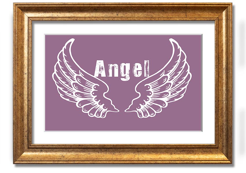 Angel Wings 2 Dusty Pink framed print showcasing delicate angel wings in soft pink tones, elegantly framed and ready to hang.