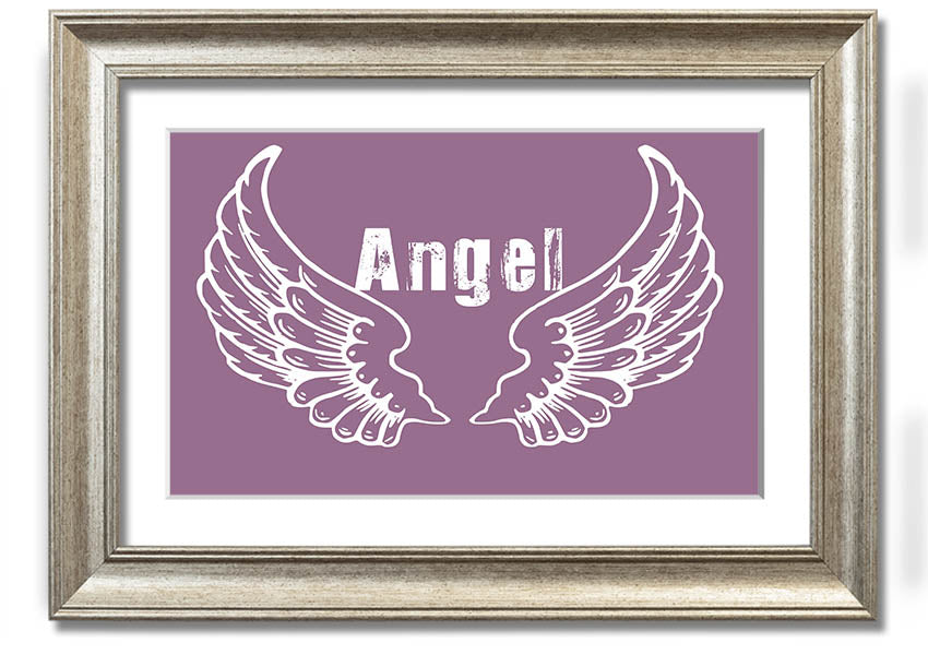 Angel Wings 2 Dusty Pink framed print showcasing delicate angel wings in soft pink tones, elegantly framed and ready to hang.