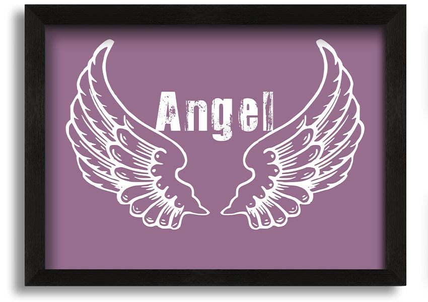 Angel Wings 2 Dusty Pink framed print showcasing delicate angel wings in soft pink tones, elegantly framed and ready to hang.