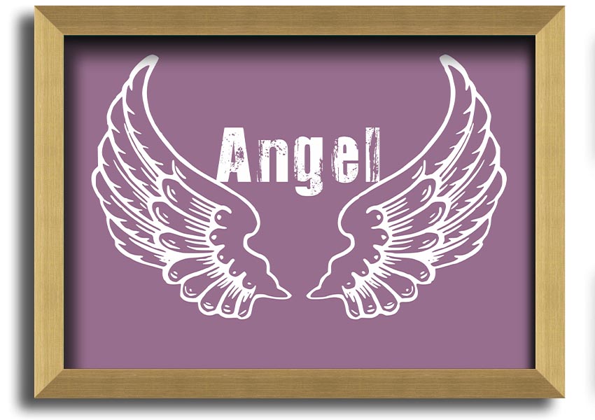 Angel Wings 2 Dusty Pink framed print showcasing delicate angel wings in soft pink tones, elegantly framed and ready to hang.