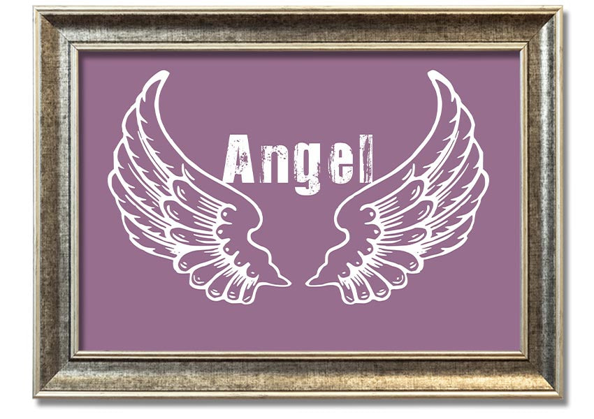 Angel Wings 2 Dusty Pink framed print showcasing delicate angel wings in soft pink tones, elegantly framed and ready to hang.